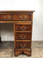 Late 20th Century Yew Wood Pedestal Kneehole Desk (2 of 14) Late 20th Century Yew Wood Pedestal Kneehole Desk (2 of 14)