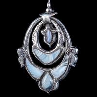 Antique Victorian Scottish Montrose Agate Earrings Silver c.1860 (5 of 6) Antique Victorian Scottish Montrose Agate Earrings Silver c.1860 (5 of 6)