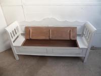 A White Panelled 3 Seater Antique/Old Pine Kitchen/Hall Box Settle/ Bench (2 of 11) A White Panelled 3 Seater Antique/Old Pine Kitchen/Hall Box Settle/ Bench (2 of 11)