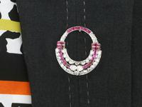 0.97ct Ruby & 2.23ct Diamond, 14ct White Gold Brooch - Art Deco c.1930 (9 of 9) 0.97ct Ruby & 2.23ct Diamond, 14ct White Gold Brooch - Art Deco c.1930 (9 of 9)
