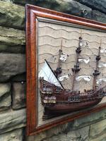 Unusual Model of Galleon In Birds Eye Maple Frame (4 of 9) Unusual Model of Galleon In Birds Eye Maple Frame (4 of 9)