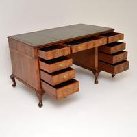 Large Antique Walnut Leather Top Pedestal Desk (10 of 12) Large Antique Walnut Leather Top Pedestal Desk (10 of 12)