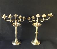 Pair of Arts and Crafts Brass Five Branch Altar Candelabra (3 of 8) Pair of Arts and Crafts Brass Five Branch Altar Candelabra (3 of 8)