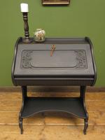 Antique Art Nouveau Black Writing Bureau Desk with Carvings, Lockable, Gothic (21 of 23) Antique Art Nouveau Black Writing Bureau Desk with Carvings, Lockable, Gothic (21 of 23)