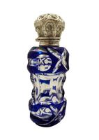 Antique Victorian Silver & Blue Overlay Glass Perfume / Scent Bottle c.1890 (8 of 8) Antique Victorian Silver & Blue Overlay Glass Perfume / Scent Bottle c.1890 (8 of 8)