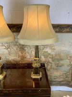Pair Of Early 20th C Brass Lamps With Silk Shades (7 of 7) Pair Of Early 20th C Brass Lamps With Silk Shades (7 of 7)