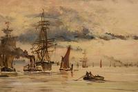 Oil Painting by Adolphe Ragon “on the Thames near Woolwich” (3 of 5) Oil Painting by Adolphe Ragon “on the Thames near Woolwich” (3 of 5)