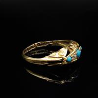Antique Turquoise and Diamond Five Stone Scroll Boat 18ct 18K Yellow Gold Ring (7 of 10) Antique Turquoise and Diamond Five Stone Scroll Boat 18ct 18K Yellow Gold Ring (7 of 10)