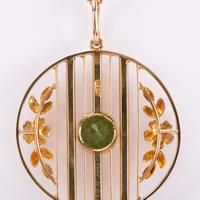 Antique Edwardian Peridot and Pearl Pendant and Gold Chain c.1901 (6 of 6) Antique Edwardian Peridot and Pearl Pendant and Gold Chain c.1901 (6 of 6)