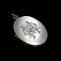 Antique Aesthetic Sterling Silver Oval Locket Pendant Initialled 'M K H' (10 of 11) Antique Aesthetic Sterling Silver Oval Locket Pendant Initialled 'M K H' (10 of 11)