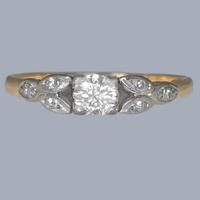Diamond Engagement Ring, Antique 18ct Gold & Platinum Solitaire c.1920 (1 of 9)