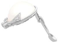 Mabe Pearl & 0.78ct Diamond, 9ct White Gold Earrings - Art Deco Style - Vintage c.1950 (6 of 9) Mabe Pearl & 0.78ct Diamond, 9ct White Gold Earrings - Art Deco Style - Vintage c.1950 (6 of 9)