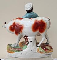 Pair of Antique English Victorian Staffordshire Pottery Figures - Milkman & Milkmaid with Cows - H 2314d / H 2314c (4 of 13) Pair of Antique English Victorian Staffordshire Pottery Figures - Milkman & Milkmaid with Cows - H 2314d / H 2314c (4 of 13)
