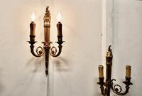 Set of French Neo Classical Large Brass Twin Wall Lights (2 of 5) Set of French Neo Classical Large Brass Twin Wall Lights (2 of 5)