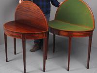 Matched Pair of George III Inlaid Mahogany Demi Lune Tables (14 of 19) Matched Pair of George III Inlaid Mahogany Demi Lune Tables (14 of 19)