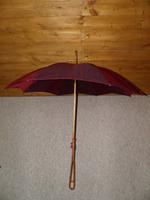 Vintage Hand Carved Handled Umbrella With Burgundy Canopy & Tassel (10 of 13) Vintage Hand Carved Handled Umbrella With Burgundy Canopy & Tassel (10 of 13)