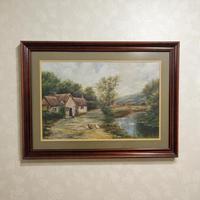 Antique Oil on Canvas Landscape Painting / Signed E. Harrison / Early 20th Century (1 of 9)