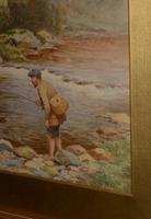 Antique Watercolour - Man Fishing - John Bates Noel 1870-1927 (2 of 3) Antique Watercolour - Man Fishing - John Bates Noel 1870-1927 (2 of 3)