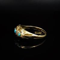 Antique Turquoise and Diamond Five Stone Scroll Boat 18ct 18K Yellow Gold Ring (6 of 10) Antique Turquoise and Diamond Five Stone Scroll Boat 18ct 18K Yellow Gold Ring (6 of 10)