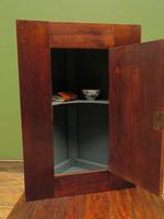 Small Inlaid Antique Corner Cupboard with Blue Interior, Lockable (9 of 14) Small Inlaid Antique Corner Cupboard with Blue Interior, Lockable (9 of 14)