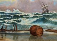 Large Spectacular 19th Century British Seascape Oil Painting - Shipwreck in Rough Seas! (7 of 13) Large Spectacular 19th Century British Seascape Oil Painting - Shipwreck in Rough Seas! (7 of 13)
