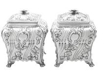 Antique George III Sterling Silver Tea Caddies 1768
