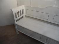 A White Panelled 3 Seater Antique/Old Pine Kitchen/Hall Box Settle/ Bench (11 of 11) A White Panelled 3 Seater Antique/Old Pine Kitchen/Hall Box Settle/ Bench (11 of 11)