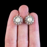 Antique Victorian Rose Cut Diamond Natural Pearl Earrings 3.60ct of Diamond 18ct Gold c.1880 (6 of 7) Antique Victorian Rose Cut Diamond Natural Pearl Earrings 3.60ct of Diamond 18ct Gold c.1880 (6 of 7)
