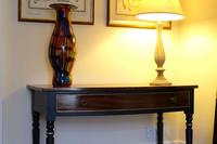 Antique Mahogany Bow fronted painted table Late Victorian (10 of 11) Antique Mahogany Bow fronted painted table Late Victorian (10 of 11)