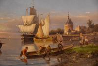 Oil painting by Pieter Cornelis Dommersen “Hoorn on the Juiderzee” (3 of 6) Oil painting by Pieter Cornelis Dommersen “Hoorn on the Juiderzee” (3 of 6)