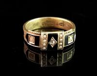 Victorian Diamond Mourning Ring, 15ct Gold, Black Enamel and Pearl, Hairwork (2 of 13) Victorian Diamond Mourning Ring, 15ct Gold, Black Enamel and Pearl, Hairwork (2 of 13)