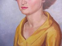 Large Oil on Canvas Girl in the Yellow Dress Artist A Wright 1962 (4 of 10) Large Oil on Canvas Girl in the Yellow Dress Artist A Wright 1962 (4 of 10)
