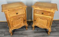 French Vintage Oak Bedside Tables Pair Cupboards Cabinets LOT 3946