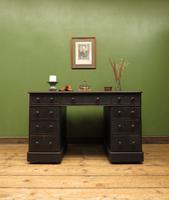 Antique Black Painted Pedestal Desk, 3 Parts, Gothic Shabby Chic (14 of 17) Antique Black Painted Pedestal Desk, 3 Parts, Gothic Shabby Chic (14 of 17)