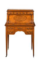 Edwardian Period Satinwood & Mahogany Ladies Cylinder Desk Bureau (2 of 6) Edwardian Period Satinwood & Mahogany Ladies Cylinder Desk Bureau (2 of 6)