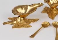 Boxed Set Four British Gilded Metal Floral Salts & Spoons Dated 1870 (2 of 20) Boxed Set Four British Gilded Metal Floral Salts & Spoons Dated 1870 (2 of 20)