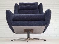 Danish Swivel Armchair with Stool, Completely Renovated-reupholstered, Furniture Wool, Retro Velor, 70s (12 of 17) Danish Swivel Armchair with Stool, Completely Renovated-reupholstered, Furniture Wool, Retro Velor, 70s (12 of 17)