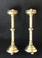 Pair of Gothic Revival Brass Altar Candlesticks (4 of 5) Pair of Gothic Revival Brass Altar Candlesticks (4 of 5)