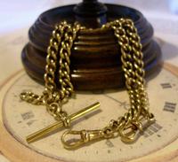 Antique Pocket Watch Chain 1890s Victorian large Brass Double Albert With T Bar (5 of 12) Antique Pocket Watch Chain 1890s Victorian large Brass Double Albert With T Bar (5 of 12)