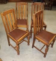 1930's Set of 4 Oak Dining Chairs with Brown Leather Pop out Seats (2 of 2) 1930's Set of 4 Oak Dining Chairs with Brown Leather Pop out Seats (2 of 2)
