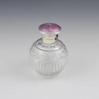 Silver, Lilac Guilloche Enamel & Cut Glass Scent Bottle (7 of 12) Silver, Lilac Guilloche Enamel & Cut Glass Scent Bottle (7 of 12)