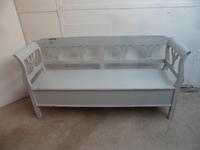 Light Grey 3 Seater Tulip Antique Pine Kitchen / Hall Box Settle / Bench (8 of 10) Light Grey 3 Seater Tulip Antique Pine Kitchen / Hall Box Settle / Bench (8 of 10)