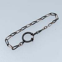 Antique Niello Silver and Gold Watch Chain Bracelet with Dog Clip and Bolt Ring (2 of 8) Antique Niello Silver and Gold Watch Chain Bracelet with Dog Clip and Bolt Ring (2 of 8)