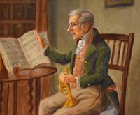Oil Painting by Alexander Austen "The Trumpet Player" (3 of 5) Oil Painting by Alexander Austen "The Trumpet Player" (3 of 5)