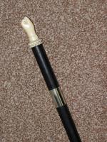 Antique Ebony Walking Stick with Hand Carved Fist Top & Nickel Collar - 91cm (6 of 12) Antique Ebony Walking Stick with Hand Carved Fist Top & Nickel Collar - 91cm (6 of 12)