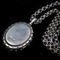 Antique Aesthetic Large Sterling Silver Locket with Belcher Chain Collar (8 of 11) Antique Aesthetic Large Sterling Silver Locket with Belcher Chain Collar (8 of 11)