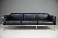 LC3 Style Black Leather & Chrome 3 Seater Sofa (5 of 22) LC3 Style Black Leather & Chrome 3 Seater Sofa (5 of 22)