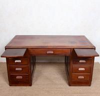 Desk Twin Pedestal Mahogany Leather Art Deco (4 of 12) Desk Twin Pedestal Mahogany Leather Art Deco (4 of 12)