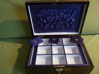 Inlaid Rosewood Jewellery Box + Tray. Plush Interior c 1845 (9 of 12) Inlaid Rosewood Jewellery Box + Tray. Plush Interior c 1845 (9 of 12)