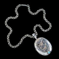 Antique Victorian Silver Turquoise Locket Necklace c.1880 (4 of 8) Antique Victorian Silver Turquoise Locket Necklace c.1880 (4 of 8)